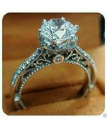 2.70Ct Round Cut Simulated Diamond Vintage Engagement Ring 14k White Gol... - £205.36 GBP