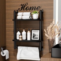 Floating Shelves For Bathroom, 2-Tier 16.9&quot; Wall Mounted Industrail Pipe Shelf W - $67.99