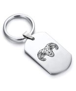 Stainless Steel Geometric Polygon Ram Dog Tag Keychain - £8.01 GBP