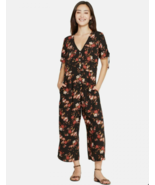 Xhilaration Floral Print Short Sleeve V-Neck Button Front Cropped Jumpsu... - $27.32 CAD