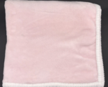 Manhattan Kids Baby Blanket Pink White Ribbed Trim Single Layer Baby Luxe - $19.99