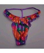 Vintage René Rofé Flutter Floral Thong Hi-Cut Lingerie Panties Size L/7 - $148.50