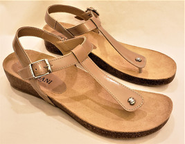 CORDANI Made in Italy&quot;Gene&quot; Thong Wedge Sandals Sz.EU-40/US-9 Tan Patent... - $69.98