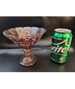 Antique Bohemian Ruby Red Glass Enamel Flower Leaf Grape Ruffle Rim 5 x ... - $8,235.40 MXN