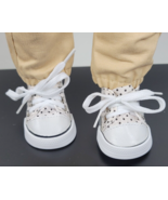 Doll Shoes White Polka-Dot Lace Up Tie Sneakers fits American Girl and 1... - $5.91