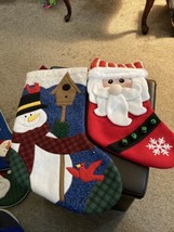 2 Christmas Stockings One Santa &amp; One Snowman - £12.56 GBP