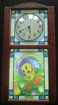 Danbury Mint Tweety Bird Stained Glass Season Wall Clock Original Styrof... - $173.25