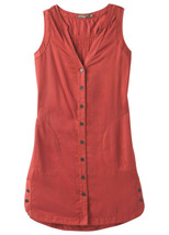 New Womens NWT PrAna M Talton Dress Pockets Patina Red Buttons Sleeveless Soft  - $136.62