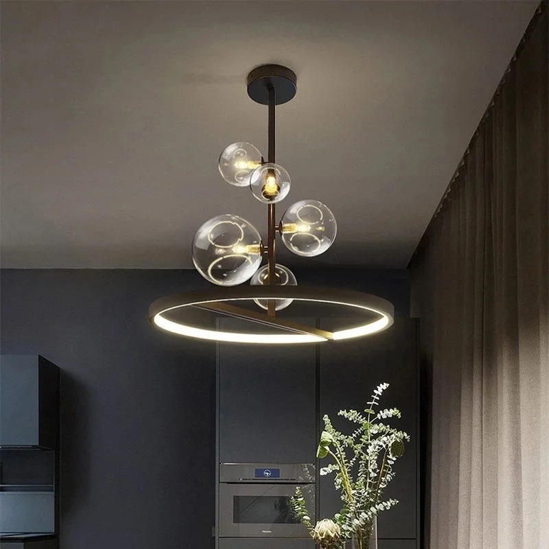 Nordic modern restaurant pendant lights glass LED minimalist bedroom cei... - $136.71+