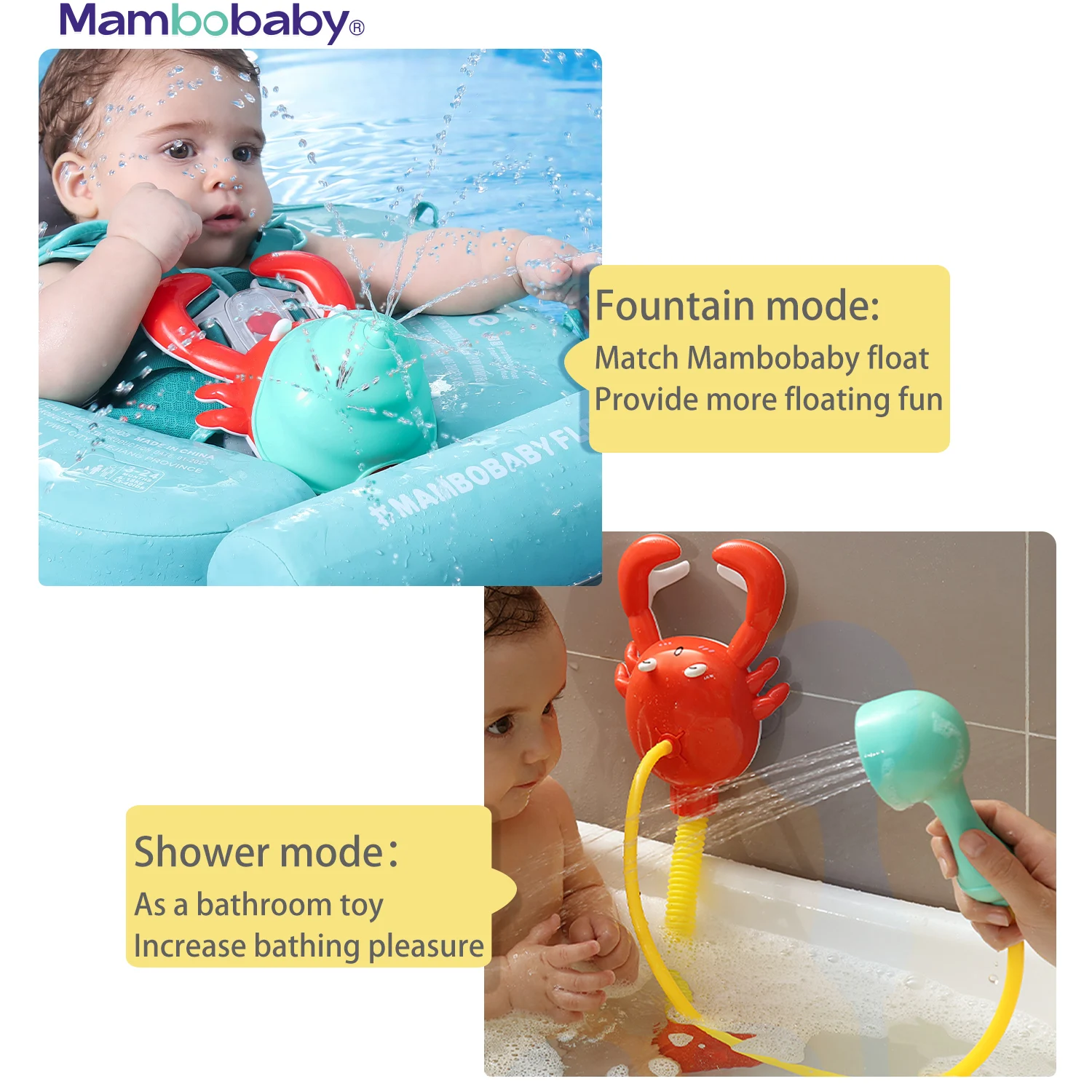 Mambobaby Baby Floating Bath Toy Designed For Mambo Float Bathtub Pool Fountain - £27.04 GBP