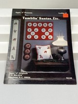 Christmas Cross Stitch Pattern Tumblin&#39; Santas Leaflet #7 Aggie &quot;J&quot; Pres... - £6.25 GBP