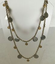 vintage fake asian coins long chain necklace retro  good luck gambling n... - $19.75