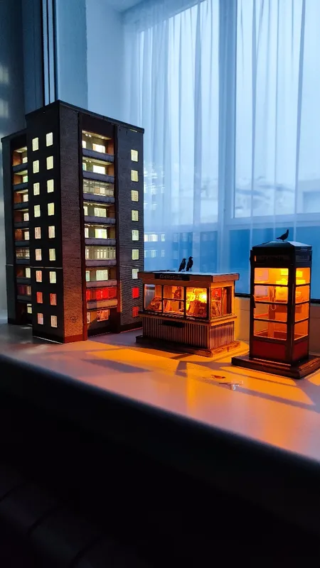 Soviet City Diorama Kit – 3 Paper Models: Apartment, Booth, Newsstand Pu... - $99.99