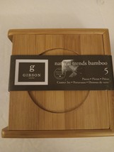 Gibson Home 5 Piece Natural Trends Bamboo Coaster Set Brand New - $19.99