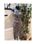 ELAN Culotte Jumpsuit Women&#39;s White Black Chevron Strapless Tie Waist Wi... - $37.91 CAD
