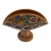 Vintage Keramik Manousakis Hand Painted Greece Ceramic Floral Fan Vase S... - $37.37