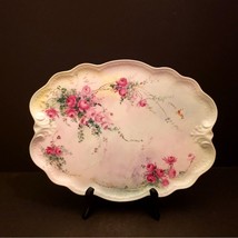 Porcelain Vanity Tray Pink Roses Shabby Cottage Chic Vintage Victorian-style - £33.36 GBP