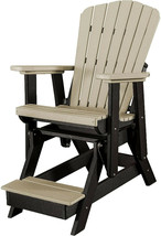 ADIRONDACK GLIDER CHAIR w/ FOOTREST - Weatherwood &amp; Black 4 Season Poly ... - £518.36 GBP