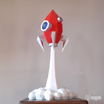 Rocket with smoke papercraft template - £7.84 GBP