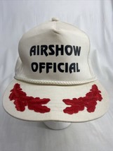 Vintage Airshow Official Trucker Hat Cap Leather Strap Scrambled Egg Whi... - £108.21 GBP