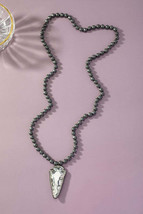 Black onyx bead and hematite arrowhead pendant - £37.59 GBP