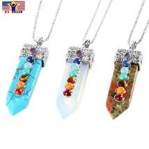 Natural Healing Gem Stone Beads 7 Chakra Necklace Yoga Sword Pendants Pendulum - £7.80 GBP+