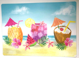 Umbrella Drinks Placemats Set of 4 Vinyl Tropical Beach House Foam Back - $37.21