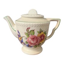 Mid Century English Floral Teapot – Made in England – Green Trim, Raised Band - $467.35 MXN