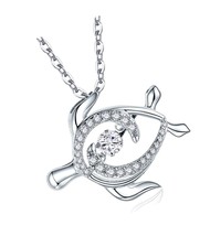 Women Turtles Necklace,925 Sterling Silver Cubic - $212.27