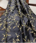 Gray &amp; Gold Embroidered Fabric, Luxury Bridal Wedding Dress Fabric - NF106 - £11.44 GBP+