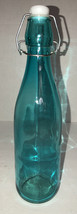 Holiday Xmas Round Aqua Glass Decorating Bottle 10 1/3”H W Clamp On Lid-NEW - £23.37 GBP