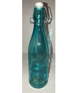 Holiday Xmas Round Aqua Glass Decorating Bottle 10 1/3”H W Clamp On Lid-NEW - $40.59 CAD