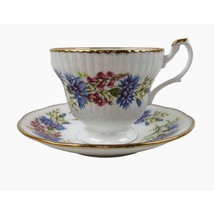 Royal Heritage Tea Cup Saucer Set Floral Pattern Made in England Gold Tr... - £16.65 GBP