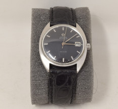 Omega De Ville Wrist Watch Silver Swiss Made Black Leather - £363.18 GBP