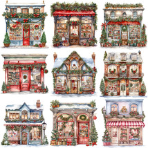 12 Pcs Christmas House Stickers Lot Scrapbooking Journaling Diary Decor Set - £6.26 GBP