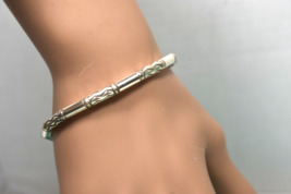 Tiffany &amp; Co Germany Zig Zag Aztec Design Bead Bracelet Sterling Silver Vintage - £301.64 GBP