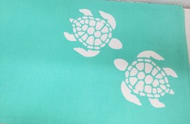 Long Fabric Printed Table Runner,13&quot;x72&quot; SEALIFE,WHITE TURTLES ON AQUA C... - £18.19 GBP