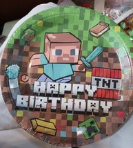 Pixel Miner Crafting Style Gamer Party plates 9 Inch - $3.96