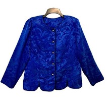 Womens L Vintage 1990&#39;s Cobalt Blue Jacquard Print Black Cord Y2K Dress ... - £12.47 GBP