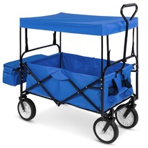 Collapsible Utility Wagon Cart Indoor/Outdoor with Canopy - Blue - $207.80