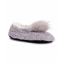 MUK LUKS Gray Pom-Pom Ballerina Faux Fur-Accent Slipper - Women Size:L/XL - $11.69