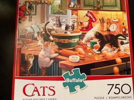 Buffalo Games 750pc Jigsaw Puzzle Cats Kitten Kitchen Capers Table Top Mess NEW - £20.78 GBP