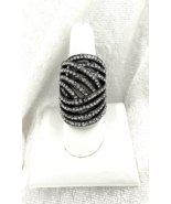 Cocktail Ring Large Multi White CZs Swirl Adjustable Size 8 - $206.02 MXN