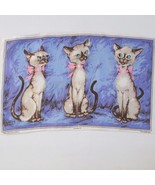 Vintage Dunmoy Rego Siamese Cats Tea Towel Pure Irish Linen 20 x 31 - £31.27 GBP