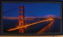 23.5&quot; X 44&quot; Panel Golden Gate Bridge San Francisco Skyline Cotton Fabric D567.83 - £8.65 GBP