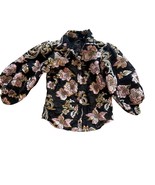 Boston Proper Black &amp; Pink Floral Embroidered Button-Up Blouse Jacket Sh... - $25.63