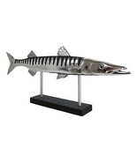 Marine Faux Taxidermy Silver Tone Large Barracuda Fish Sculpture With Po... - $321.24 CAD