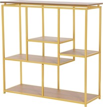 Multi-Tiered Table Console Shelf From Creative Co-Op, In Natural And Gold. - £221.18 GBP