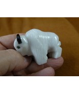 (Y-BUF-457) 2&quot; White Alabaster + onyx BUFFALO bison gemstone gem figurin... - $422.44 MXN