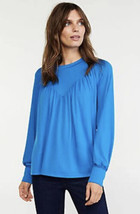 NWT Women&#39;s Ann Taylor V-Yoke Shirred Blouse Top in Blue Sz Medium - £22.88 GBP